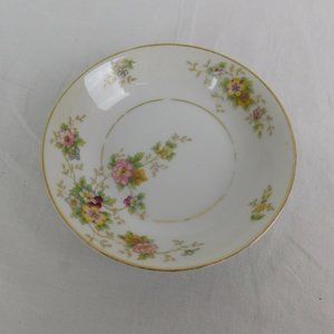Heinrich Co HC206 Floral Border Cream White Gold Trim Dessert Fruit Sauce 5 3/8"
